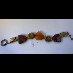 Polished earth tone bead bracelet with hearts (41)